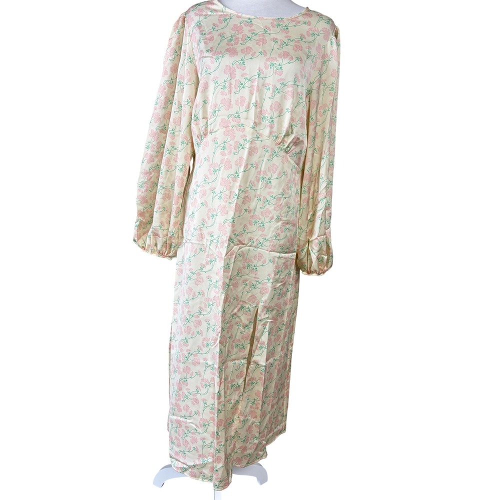 Miss Selfridge Womens 12 White Floral Satin Maxi Dress Open‎ Back Party